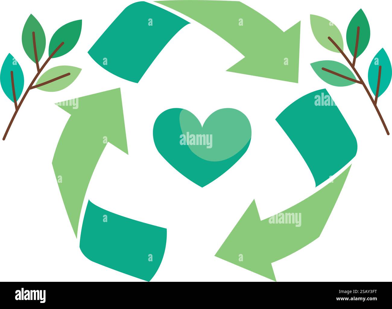 Recycling Symbol with Hearts Illustration Stock Vector Image & Art - Alamy