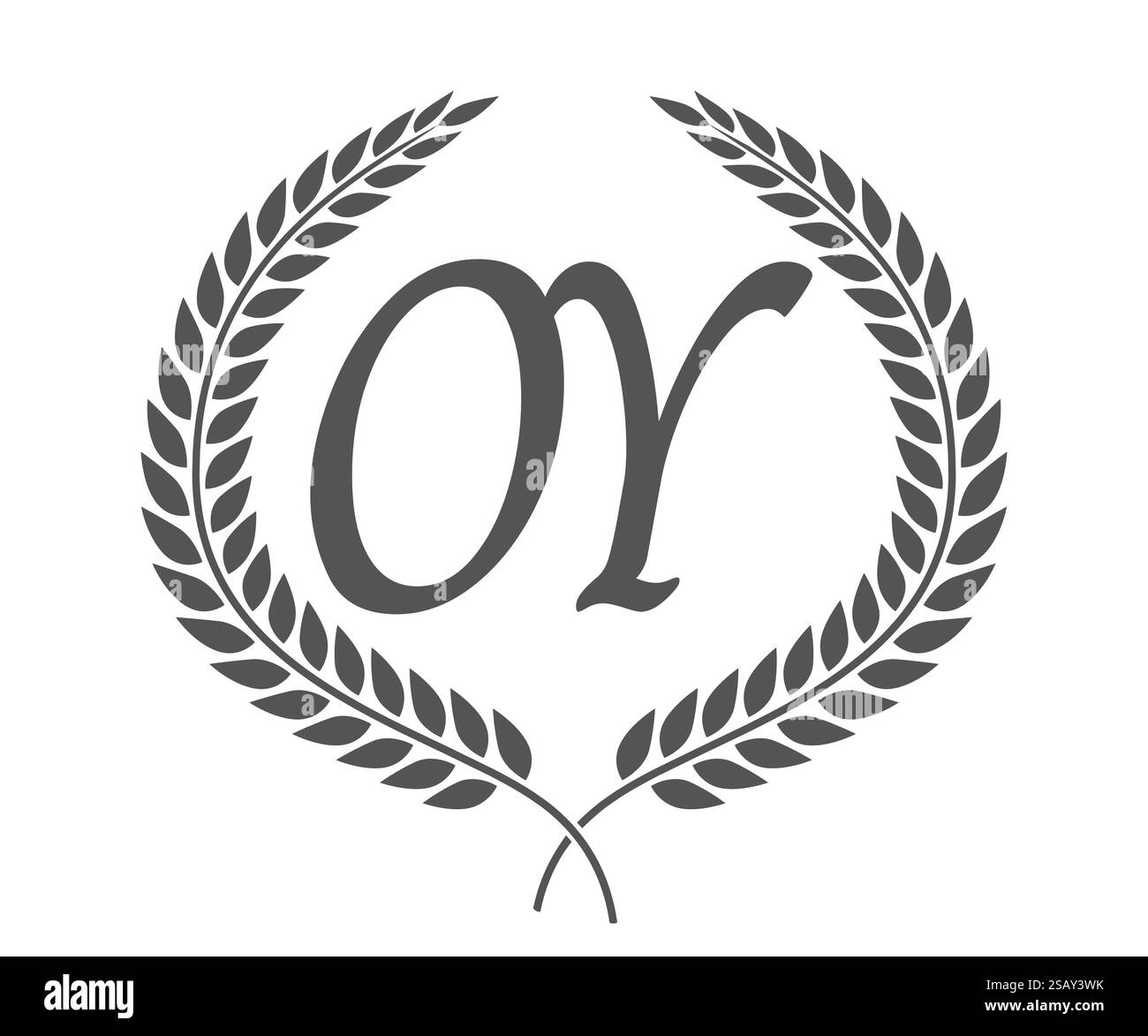 Initial letter O and Y, OY monogram logo design with laurel wreath ...