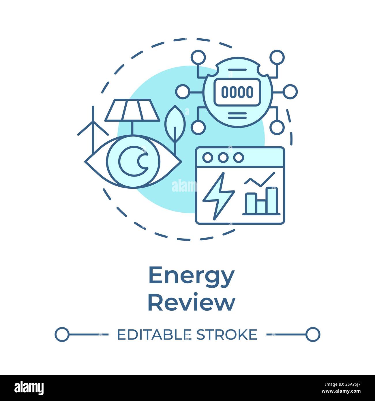 Energy review soft blue concept icon Stock Vector
