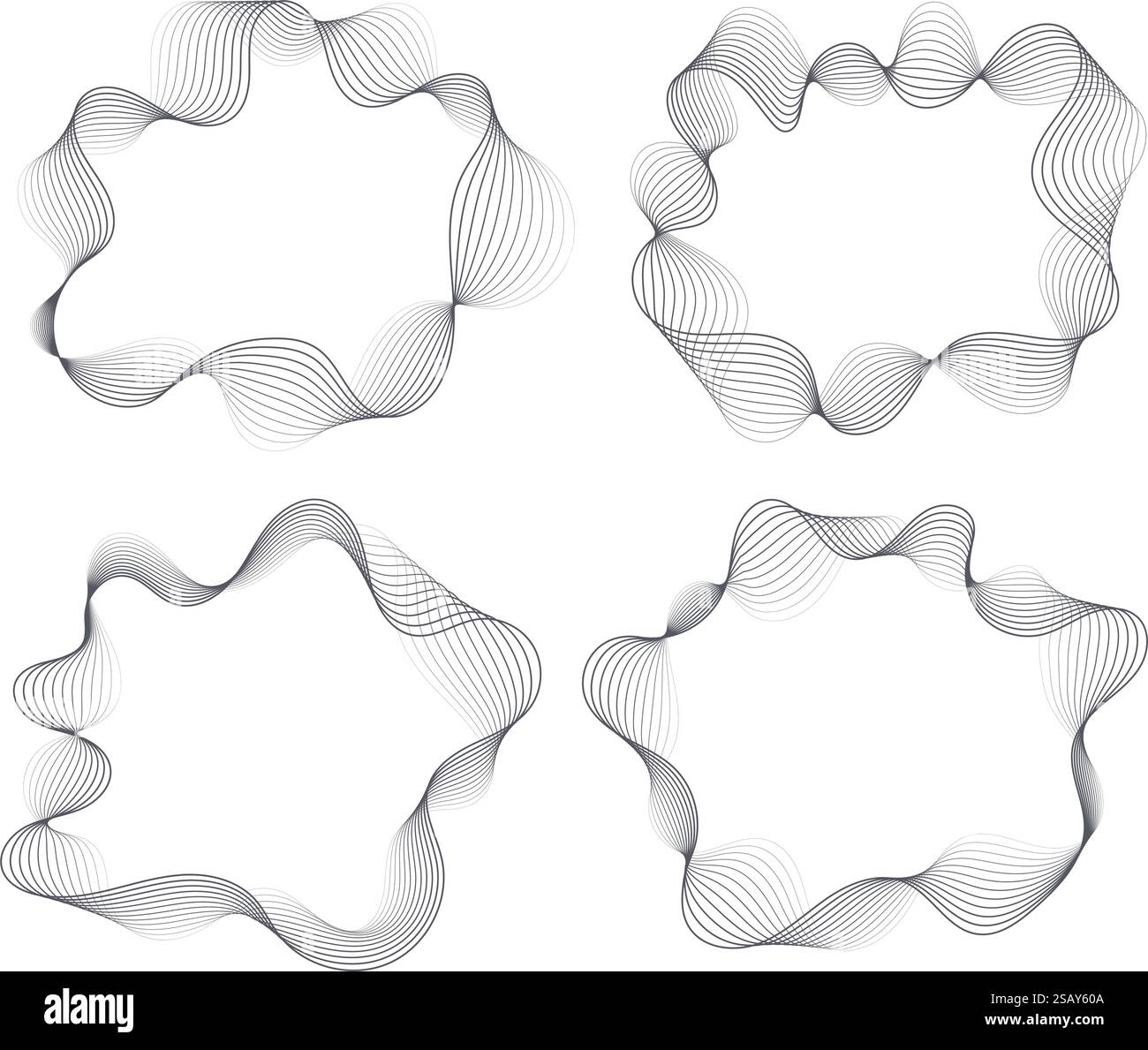 Abstract wavy frames set, black flowing borders isolated on white Stock ...