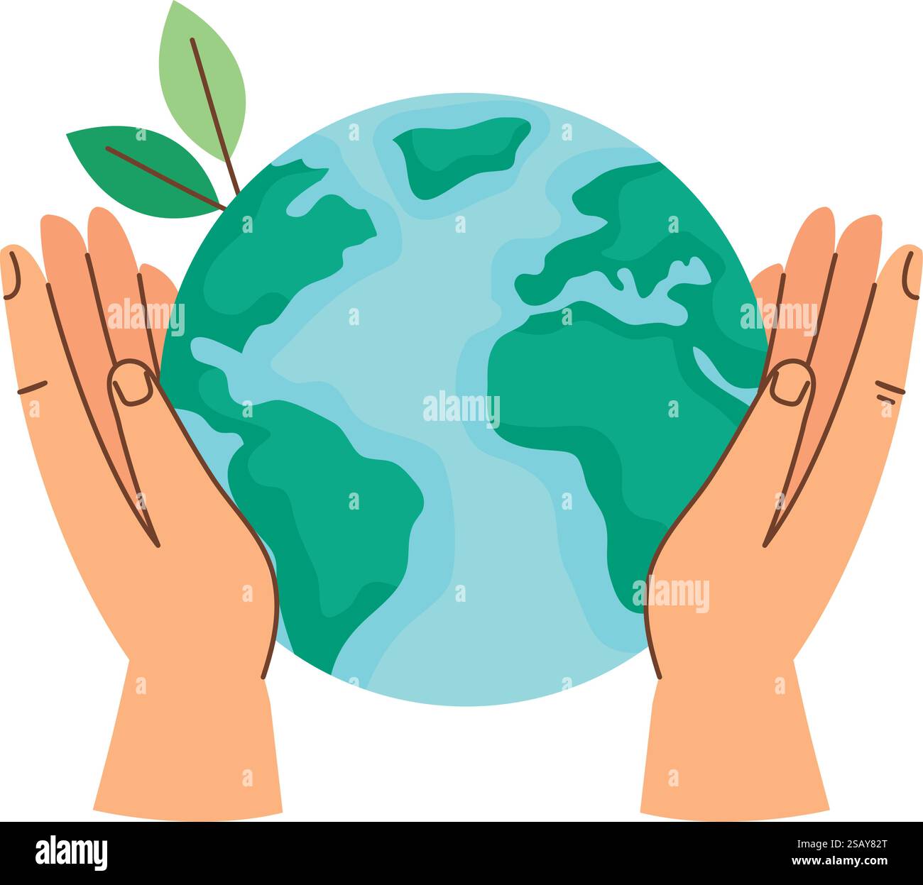 Hands Holding Earth Illustration Stock Vector Image & Art - Alamy