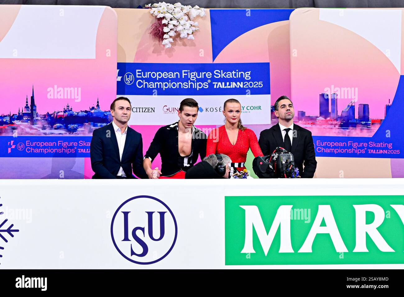 Maria Sofia PUCHEROVA & Nikita LYSAK (SVK), at Kiss & Cry, during Ice