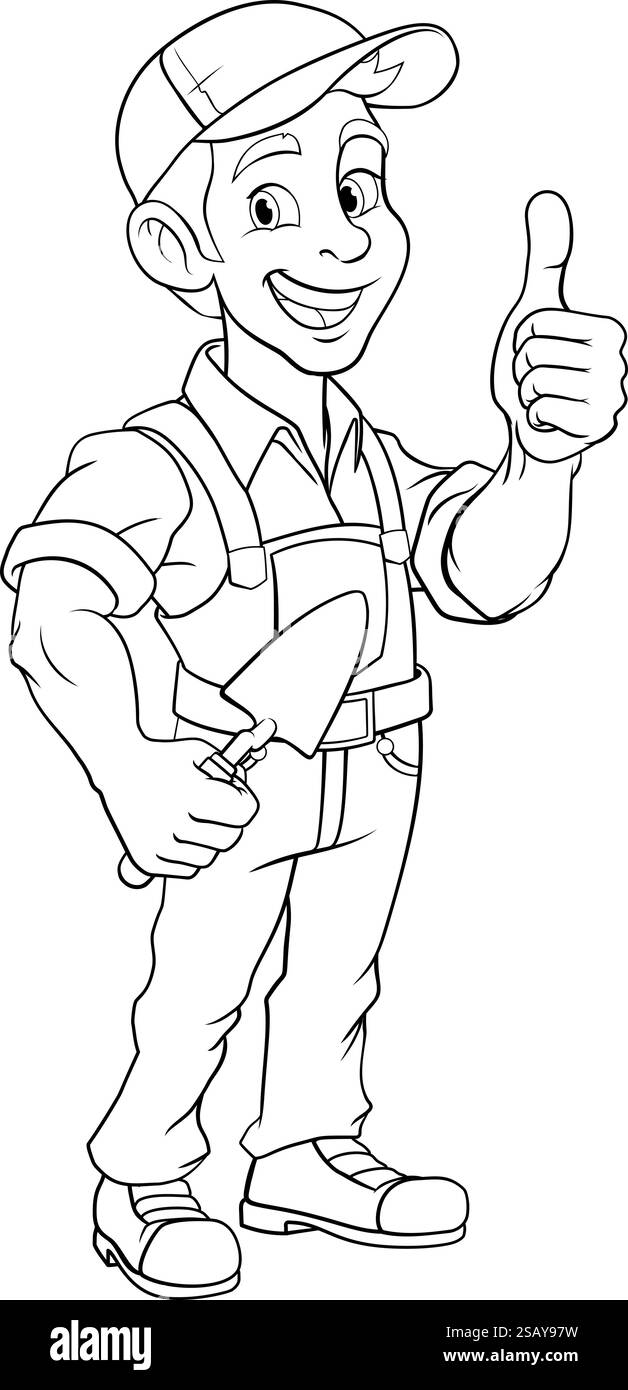 Bricklayer Mascot Tool Mason Construction Mascot Stock Vector