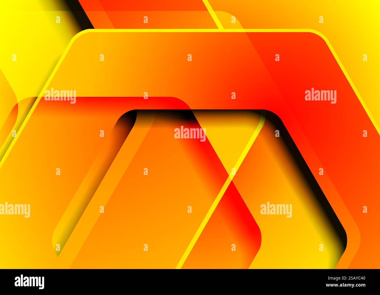 Orange red glossy hexagons abstract hi-tech background. Geometric vector design Stock Vector