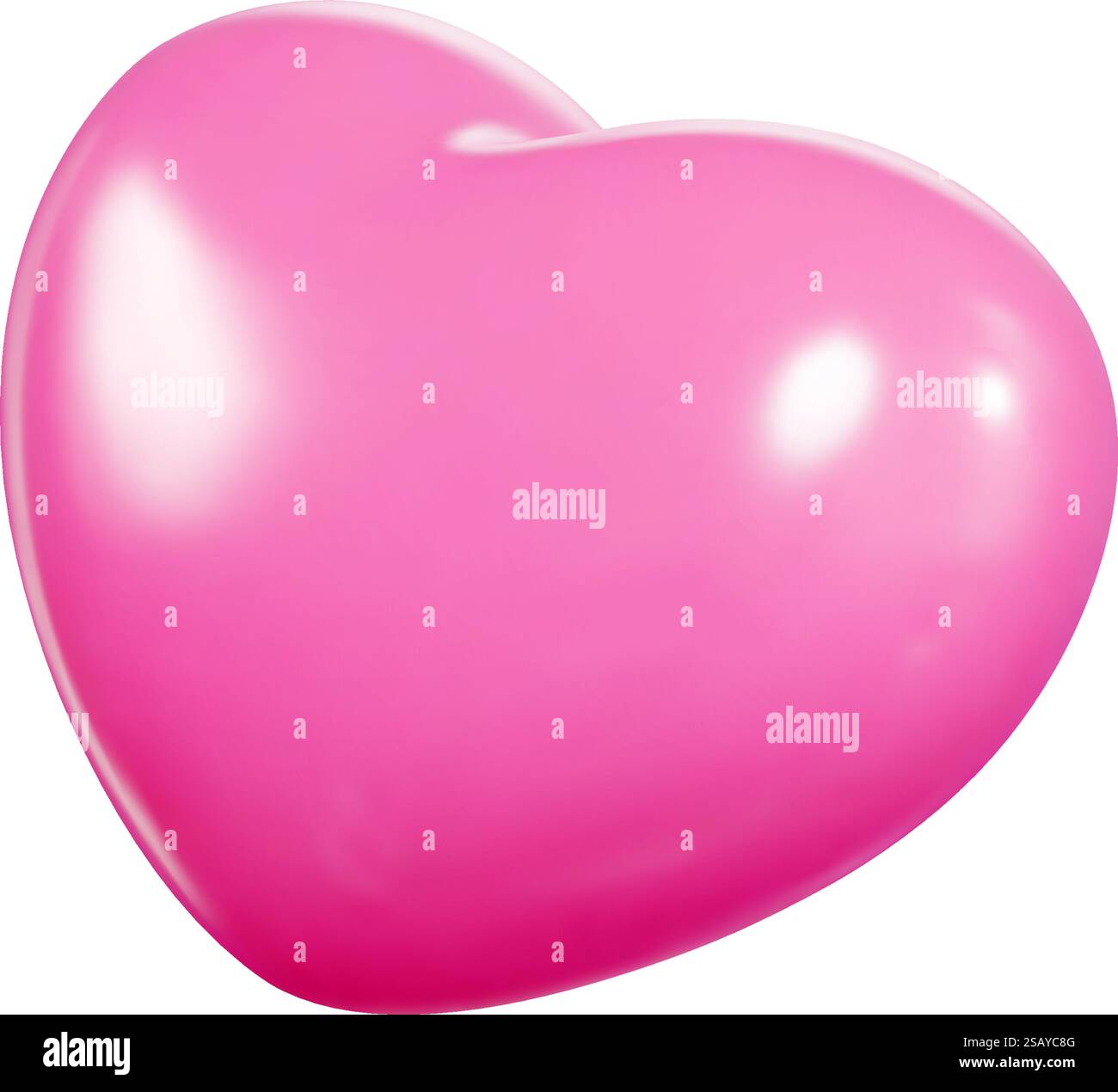 3D vector pink heart balloon with glossy surface, realistic light ...