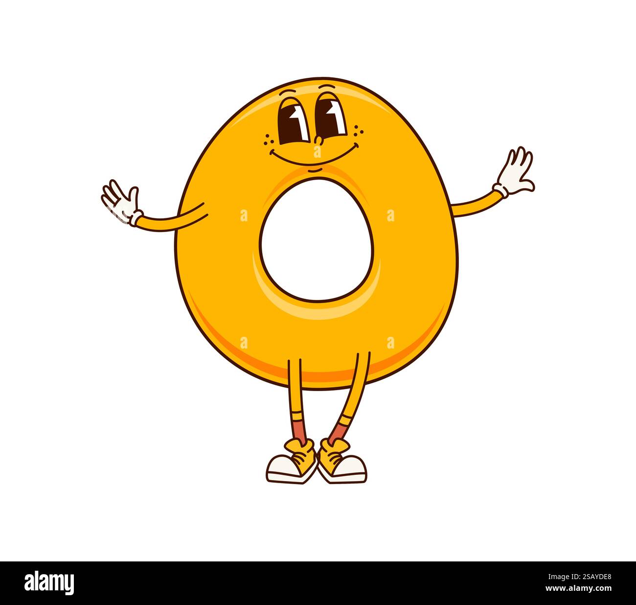Groovy math number 0 cartoon character with funny face and happy smile ...