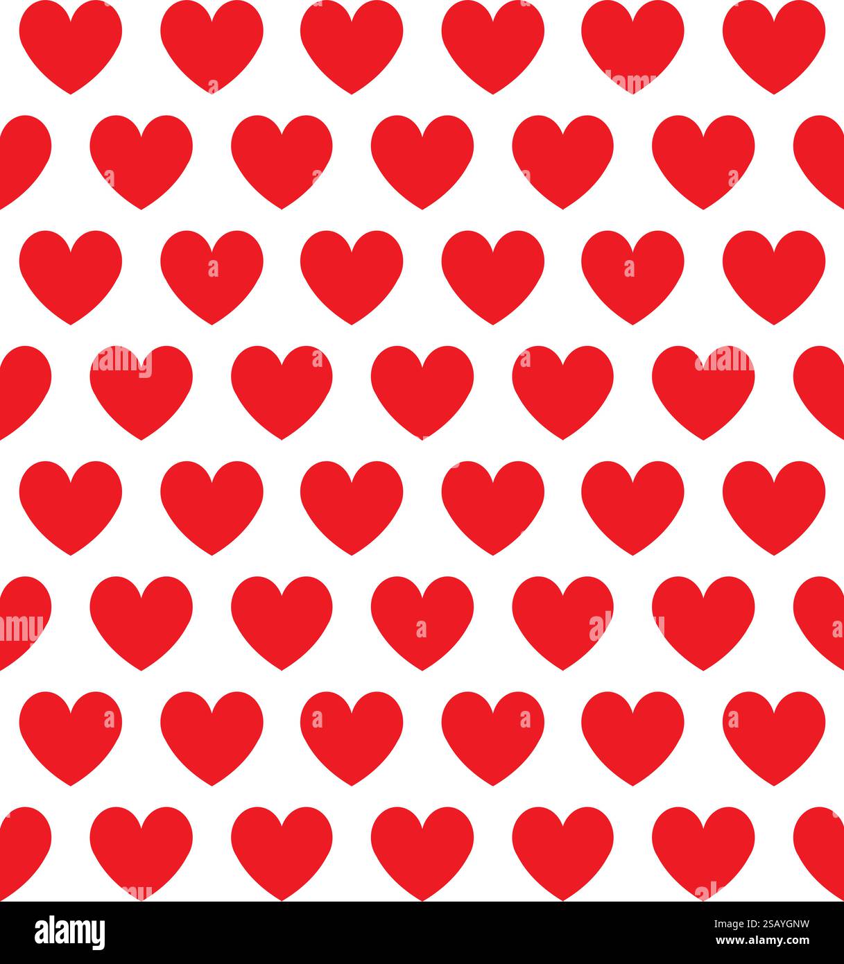 Vector seamless pattern of flat red hearts isolated on white background ...