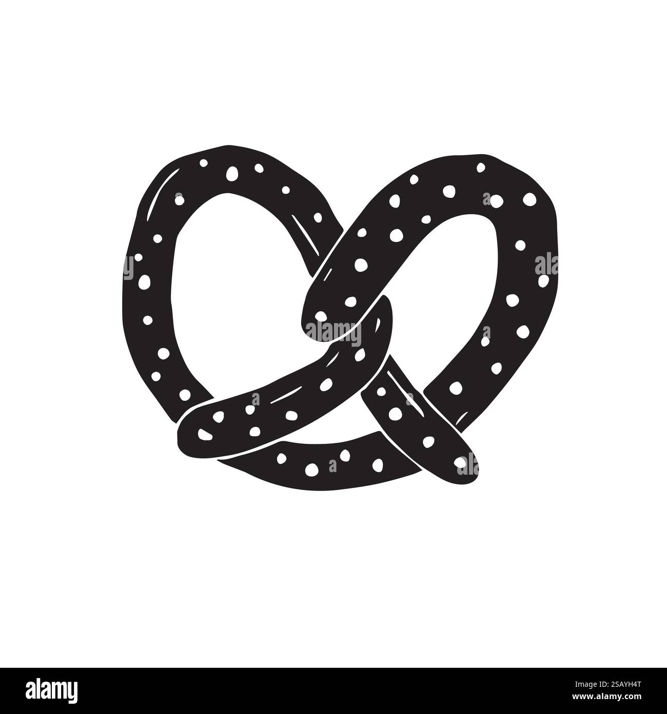 Vector hand drawn doodle sketch black pretzel isolated on white ...