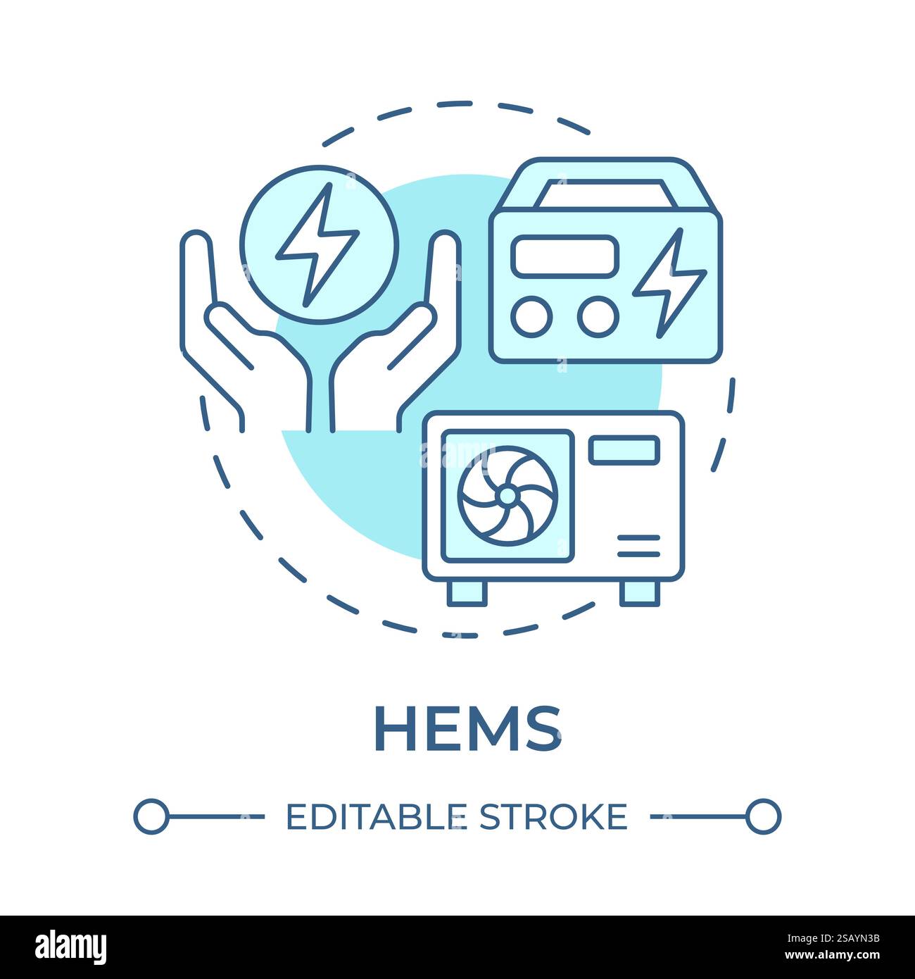 HEMS soft blue concept icon Stock Vector