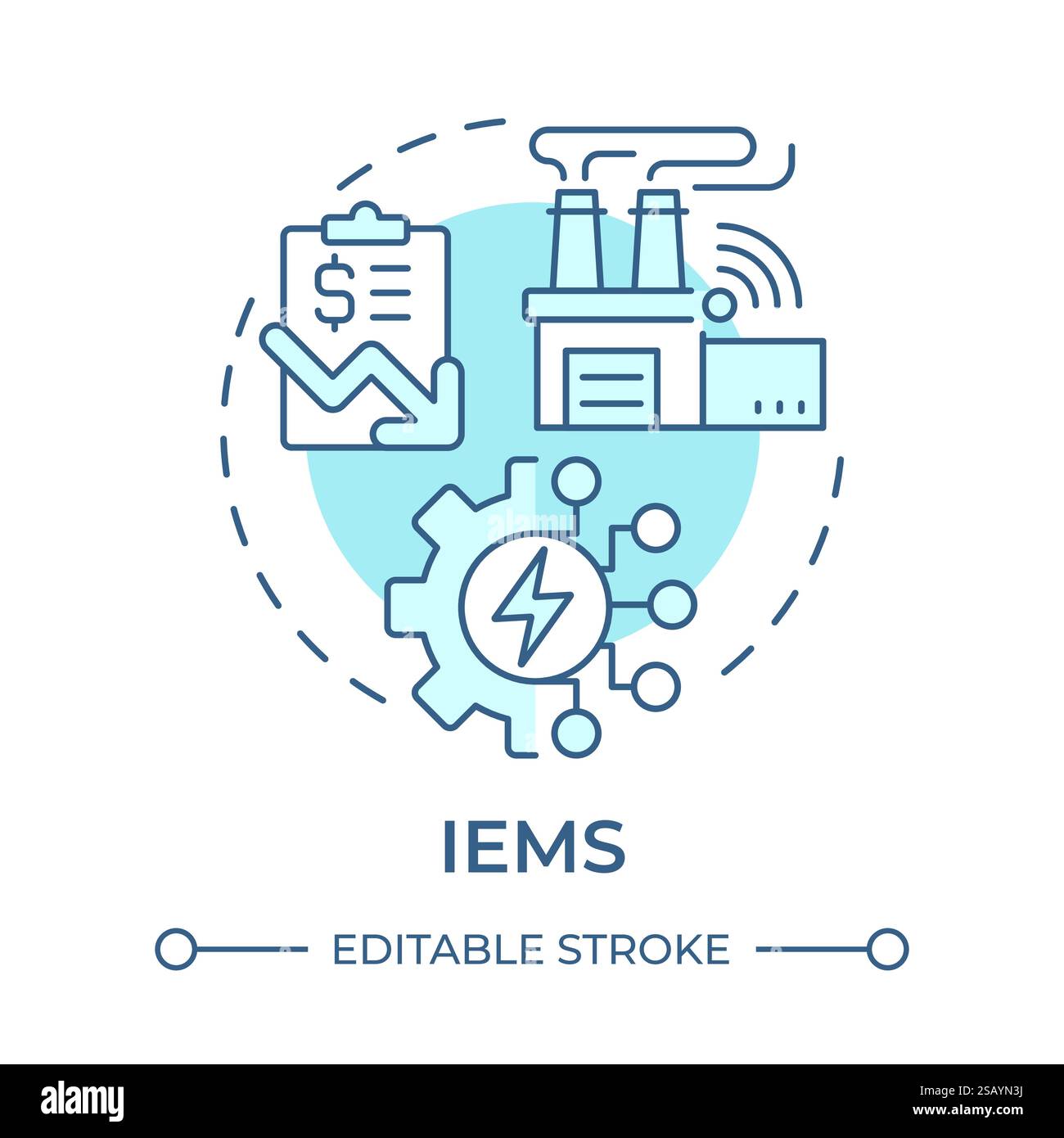 IEMS soft blue concept icon Stock Vector