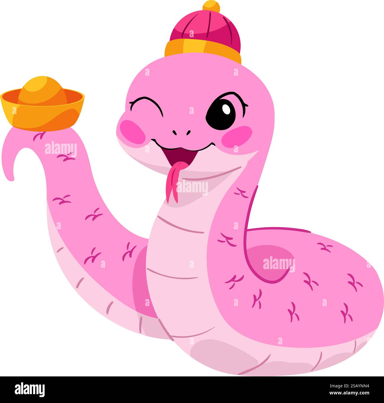 Pink Snake Holding Golden Ingot Stock Vector Image & Art - Alamy