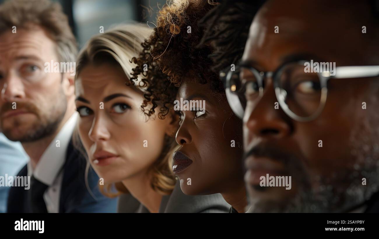 The image depicts a diverse group of professionals engaged in a ...