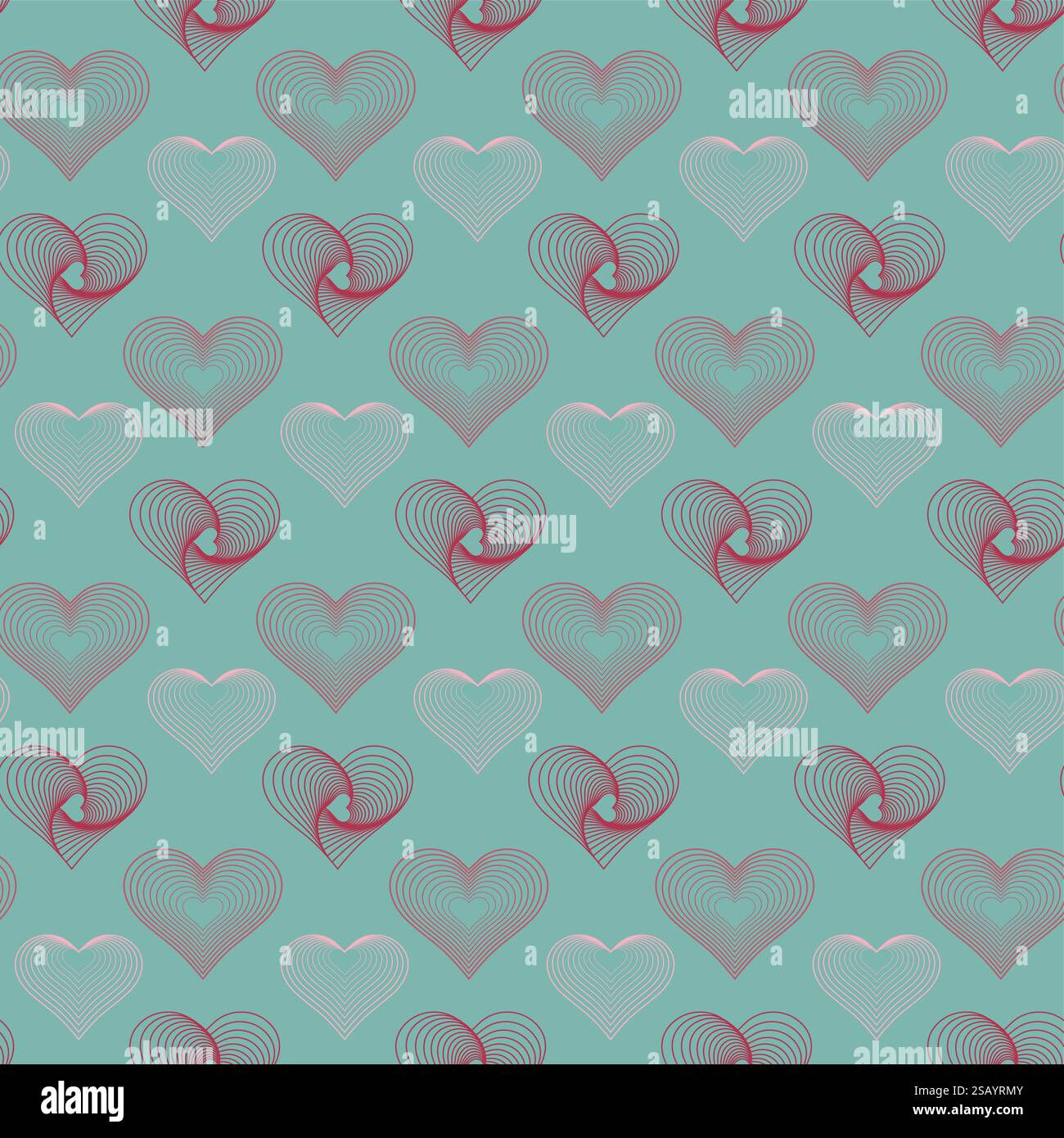 Wireframes Cute Modern seamless pattern of wireframe heart symbols. Cute romantic pink ...