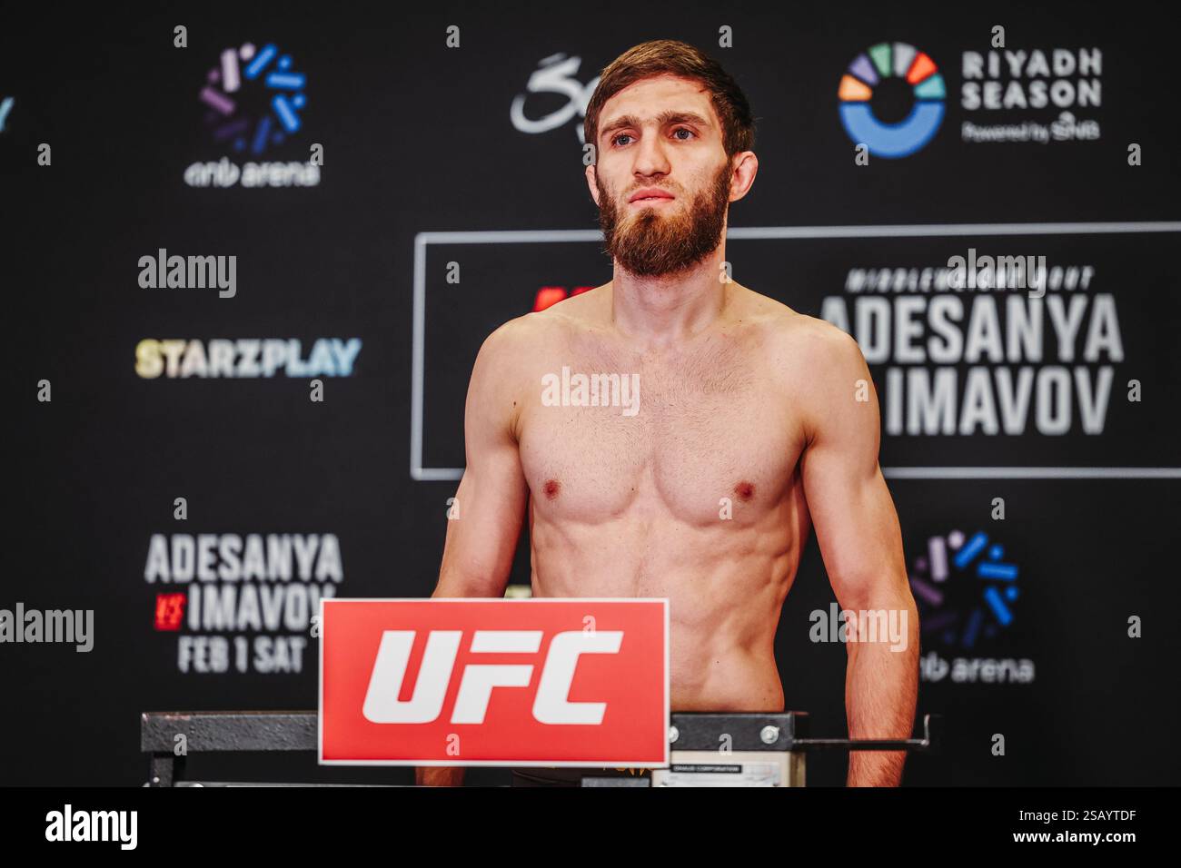 Riyadh Saudi Arabia 31st Jan 2025 RIYADH SAUDI ARABIA JANUARY 31 Riyadh Saudi Arabia 31st Jan 2025 Riyadh Saudi Arabia January 31 Said Nurmagomedov Steps On The Scale For The Ufc Fn Saudi Arabia Adesanya Vs Imavov Official Weigh Ins At Crown Plaza Rdc On January 31 2025 In Riyadh Riyadh Province Saudi Arabia Photo By Danny Perezpximages Credit Px Imagesalamy Live News 2SAYTDF 