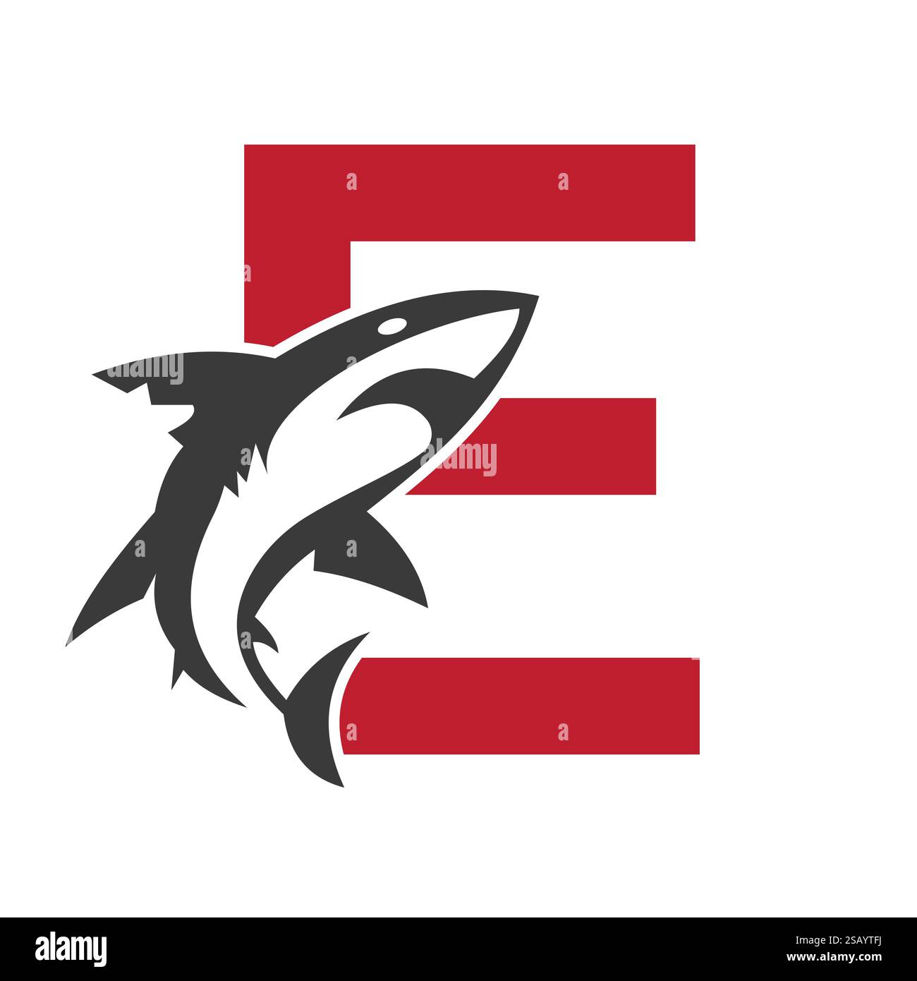 Initial Monogram Letter E Dolphin Logo Design Concept With Whale Symbol Stock Vector