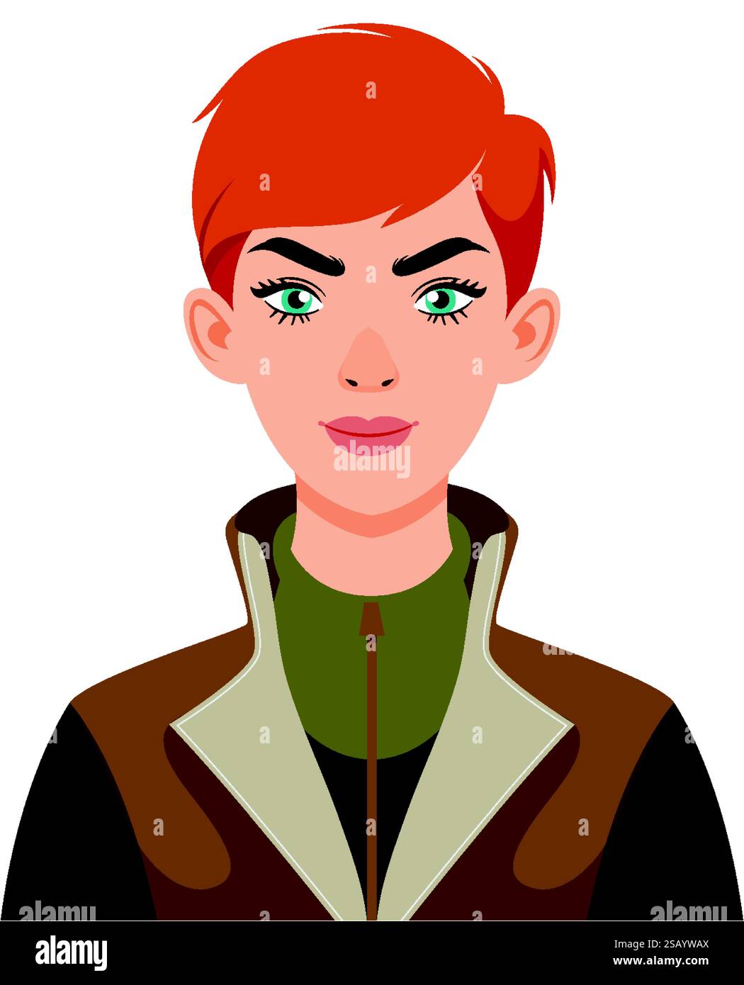 Illustration of a woman with short red hair Stock Vector Image & Art