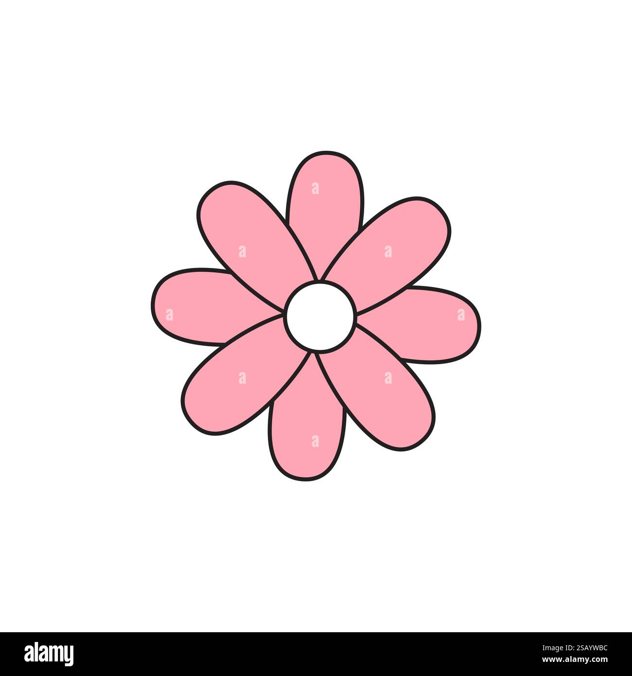 Vector flat pink colored flower isolated on white background Stock ...