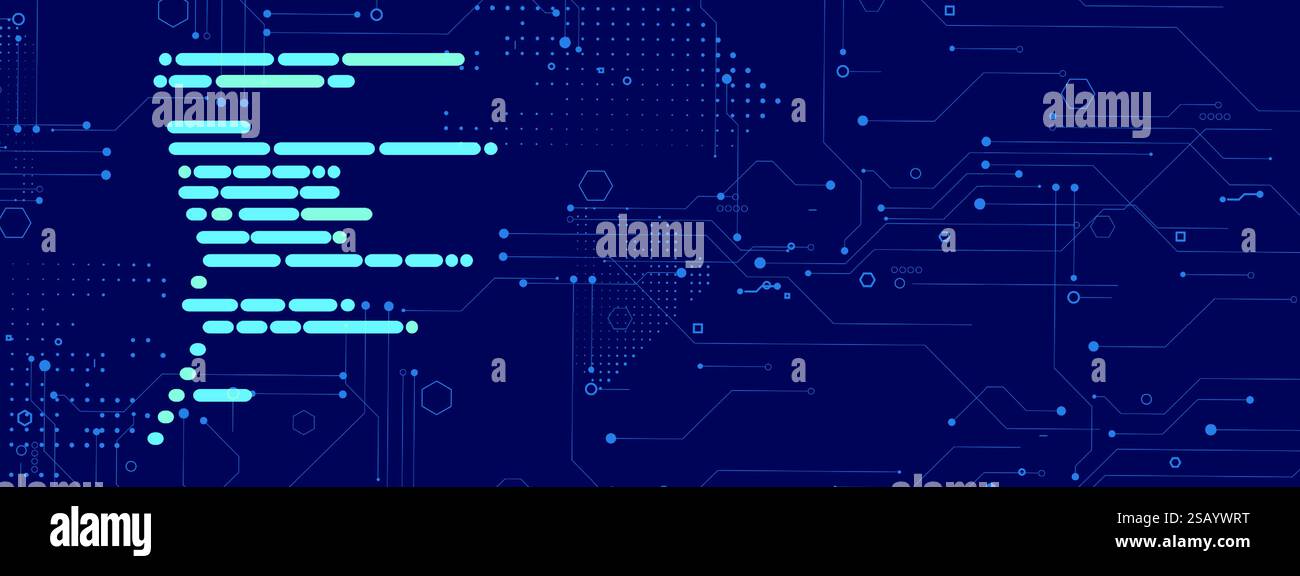 Beyond the syntax a journey through code, technology background Stock Vector