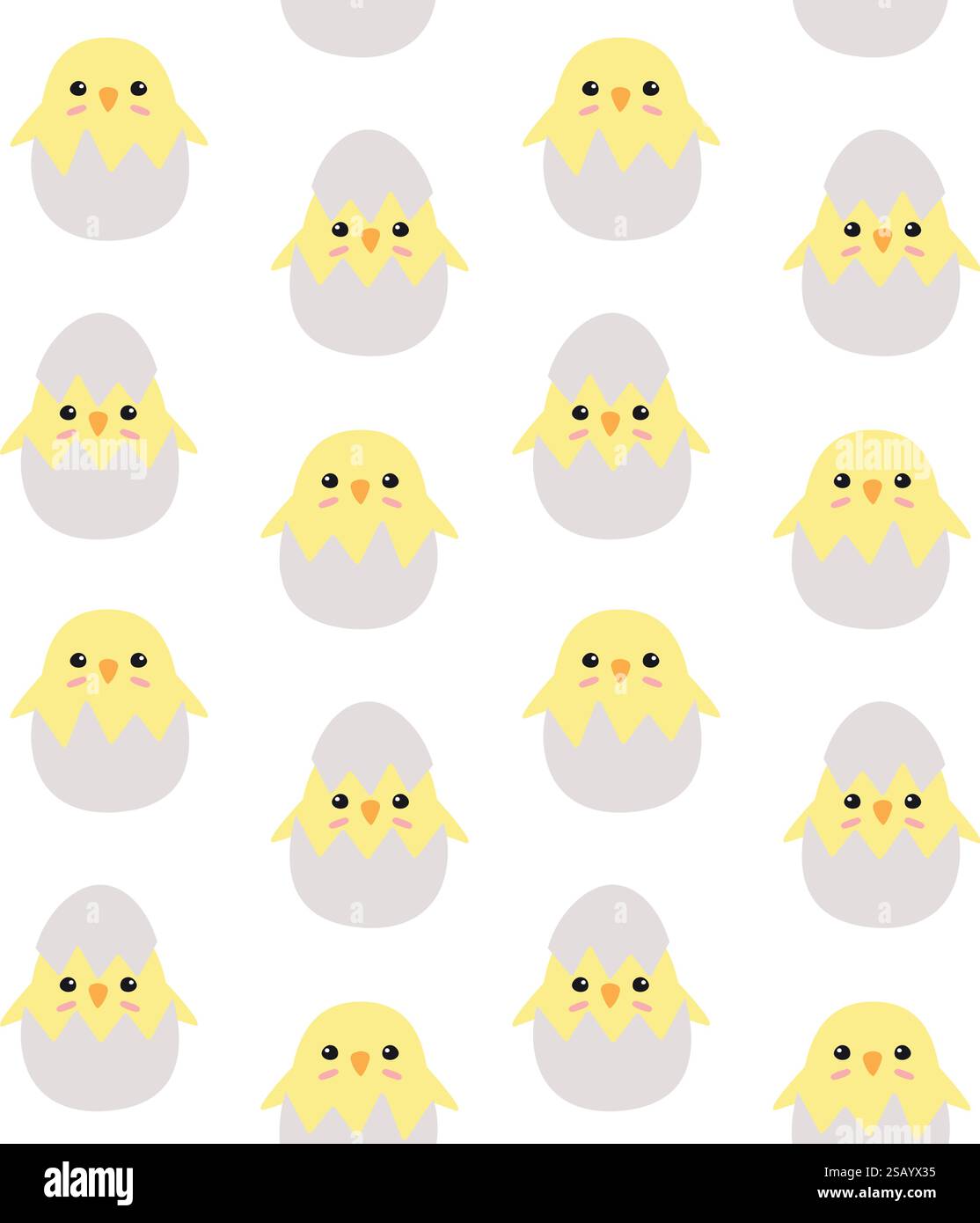 Vector seamless pattern of flat colored cartoon doodle colored chick in ...