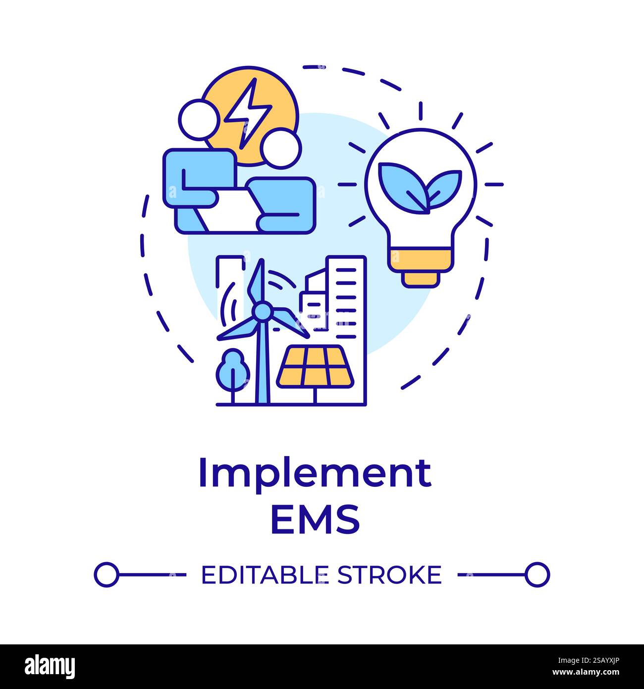 Implement EMS multi color concept icon Stock Vector