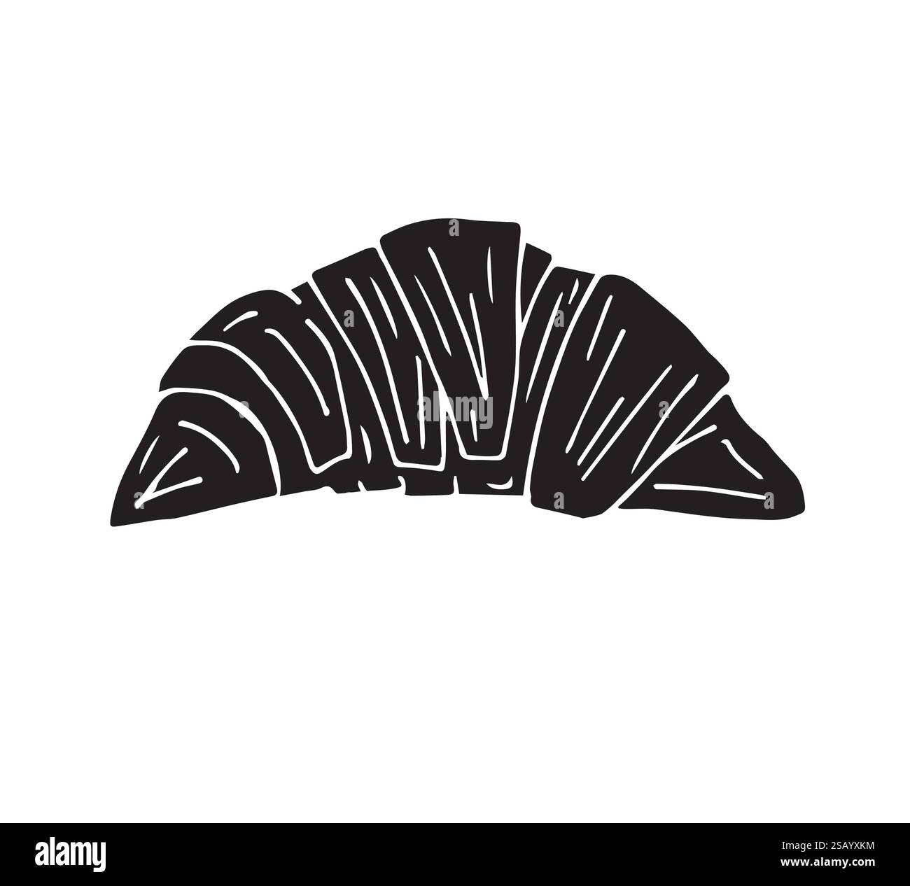 Vector black hand drawn doodle sketch croissant isolated on white ...
