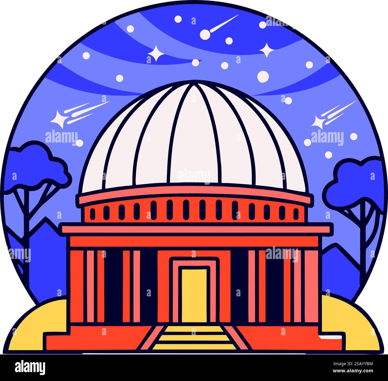 Astronomy observatory with starry night sky Stock Vector Image Art