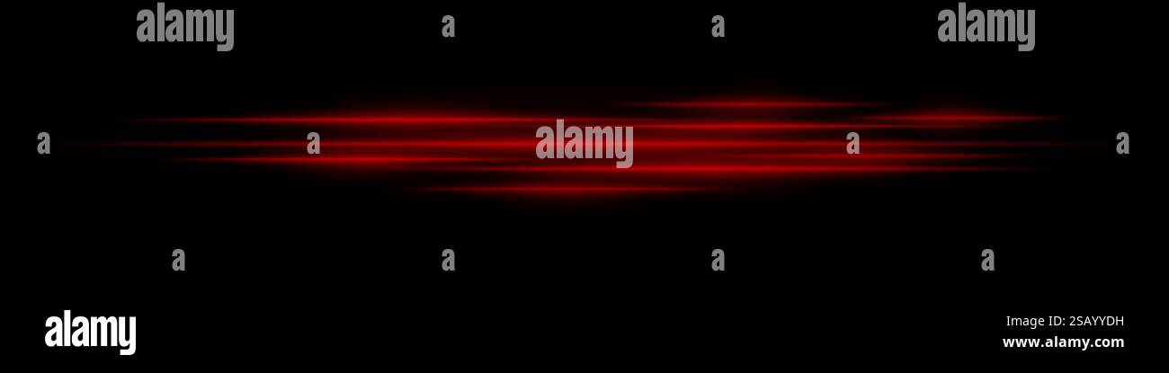 Realistic red light streaks with motion blur on a black background ...