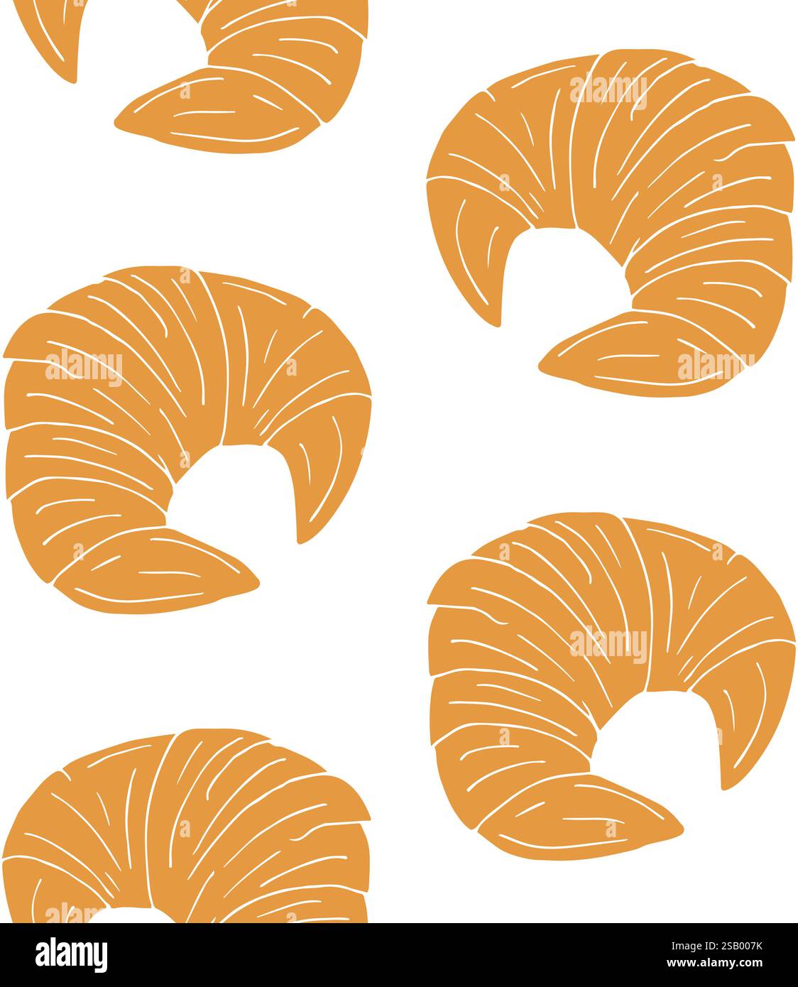 Vector seamless pattern of colored hand drawn doodle sketch croissant ...