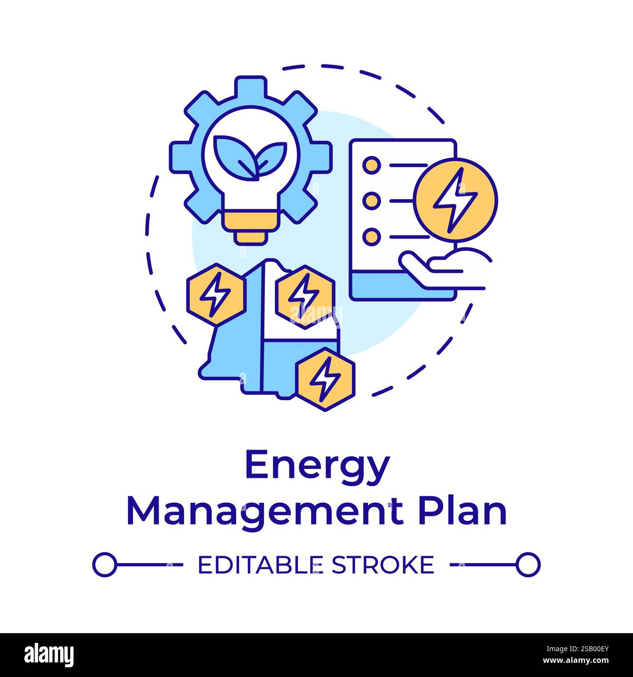 Energy management plan multi color concept icon Stock Vector