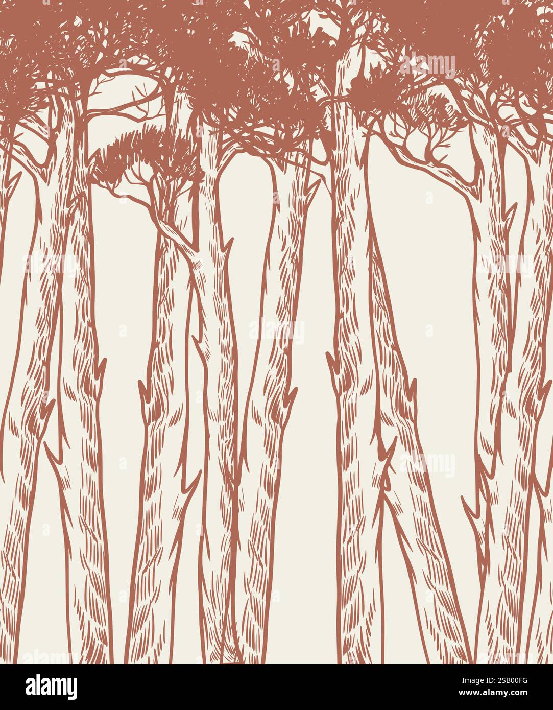 Mural with monocrome pines. Vector. Stock Vector
