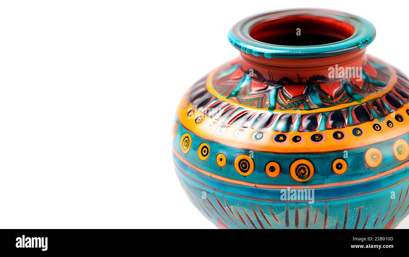 Geometric Pattern Vase The image depicts a visually striking ceramic vase with a unique and ...