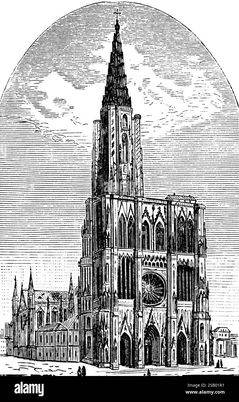 The Cathedral of Our Lady of Strasbourg or Strasbourg Cathedral, Cathedrale de Strasbourg, Alsace, Romanesque-Gothic basilica, west facade with entr Stock Photo