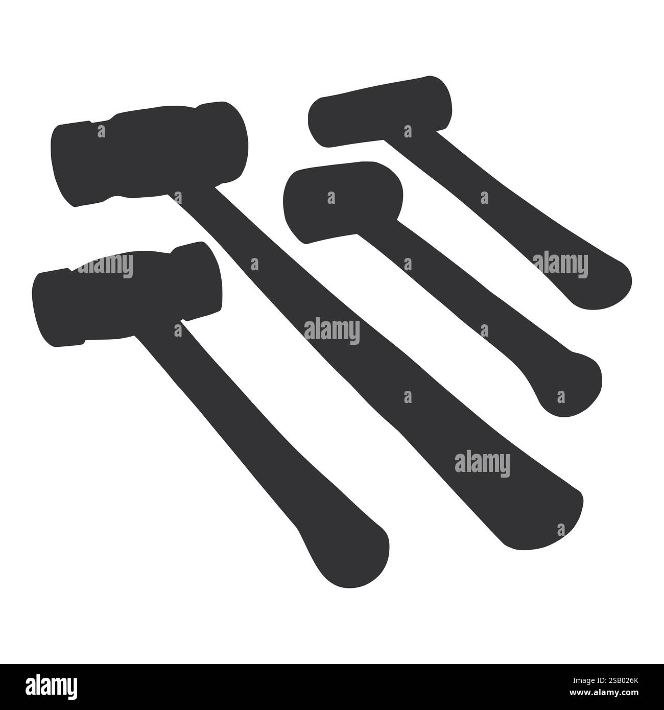 Renovation Tool Hammer Silhouette. Black Hammer Element Work Tools. Hammer Equipment. Stock Vector