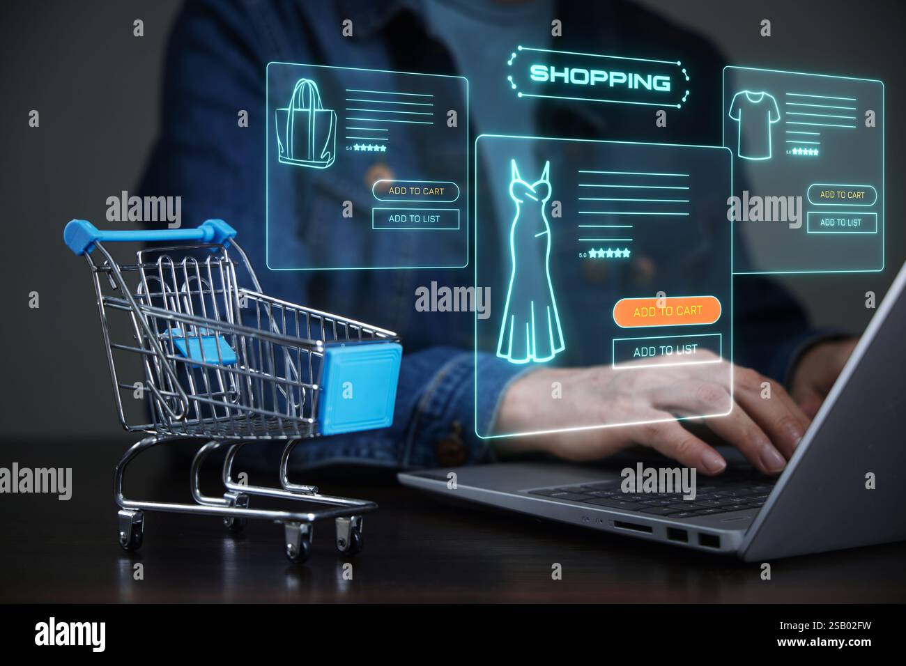 Concept of online stores and e-commerce. Online purchases and payments. Stock Photo