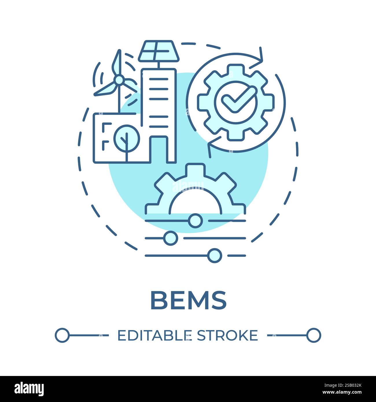 BEMS soft blue concept icon Stock Vector