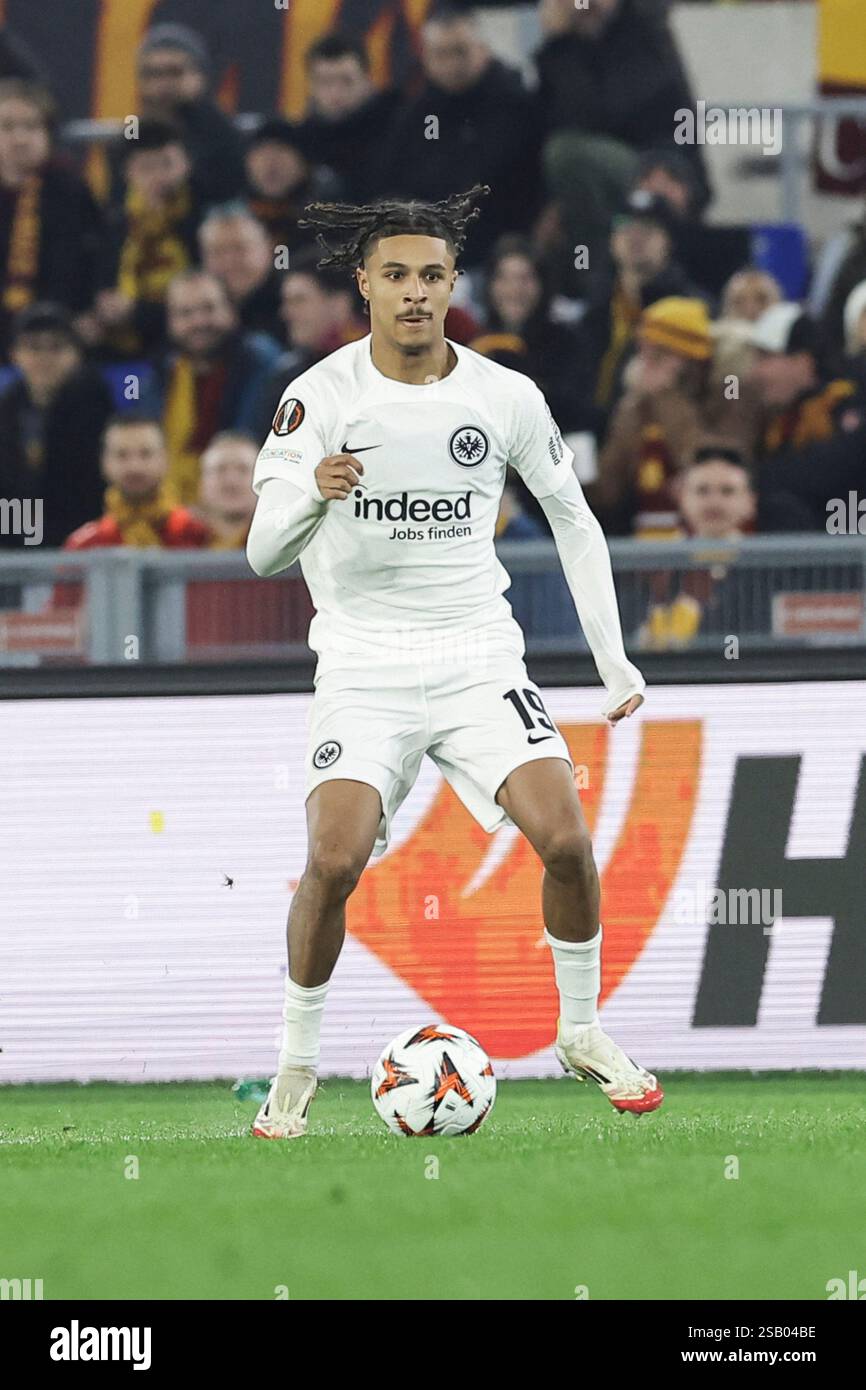 Eintracht Frankfurt's French forward Jean-Matteo Bahoya controls the ...