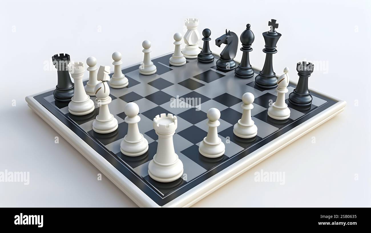 This image showcases a striking 3D chess board with carefully arranged ...