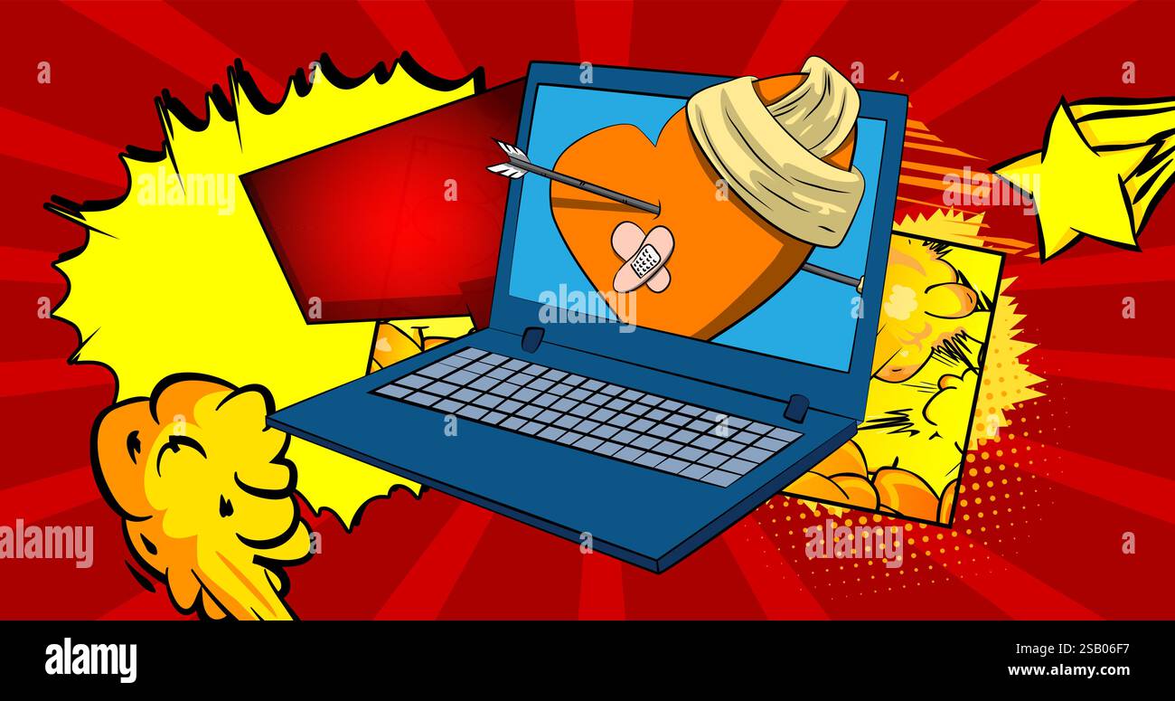 Colorful Computer Broken Broken Computer Screen Cartoon