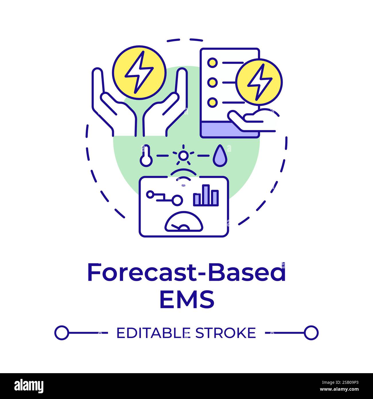 Forecast based EMS multi color concept icon Stock Vector