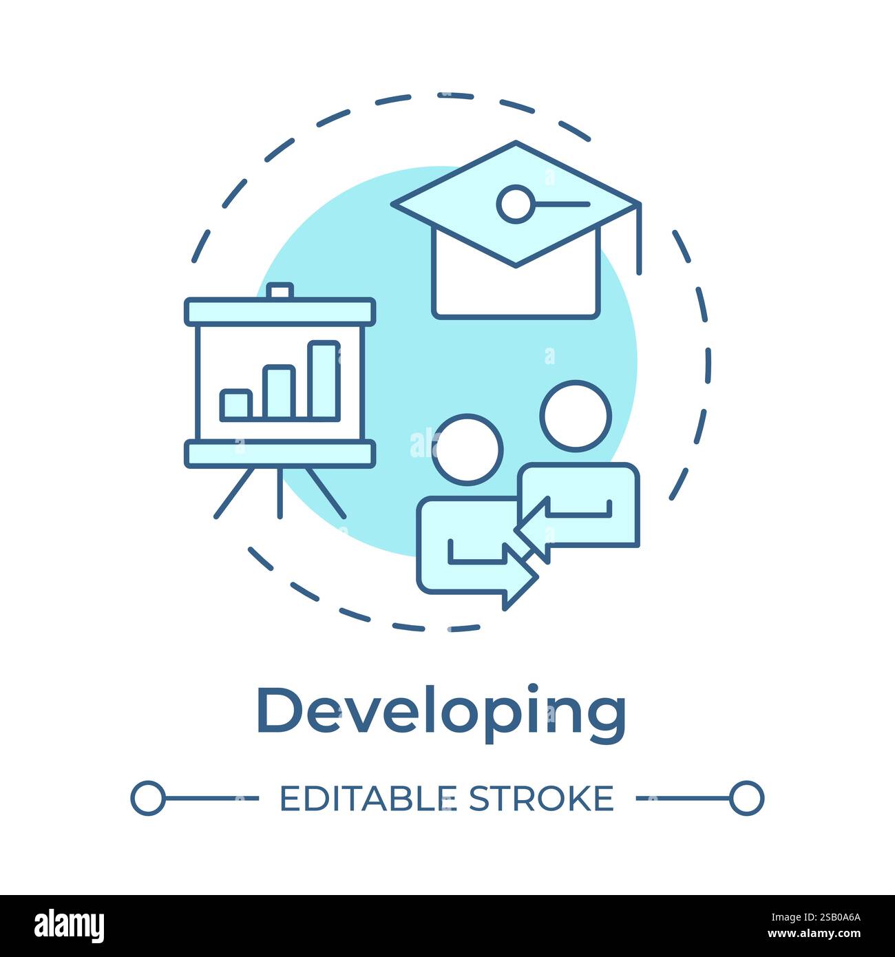 Developing soft blue concept icon Stock Vector