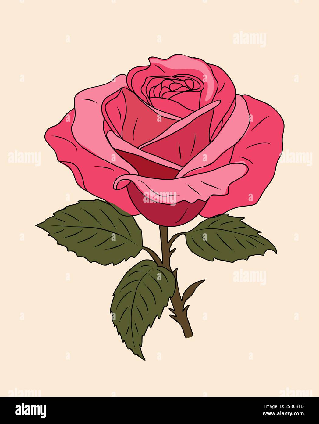 Rose June Birth month flower colorful vector Stock Vector Image & Art ...