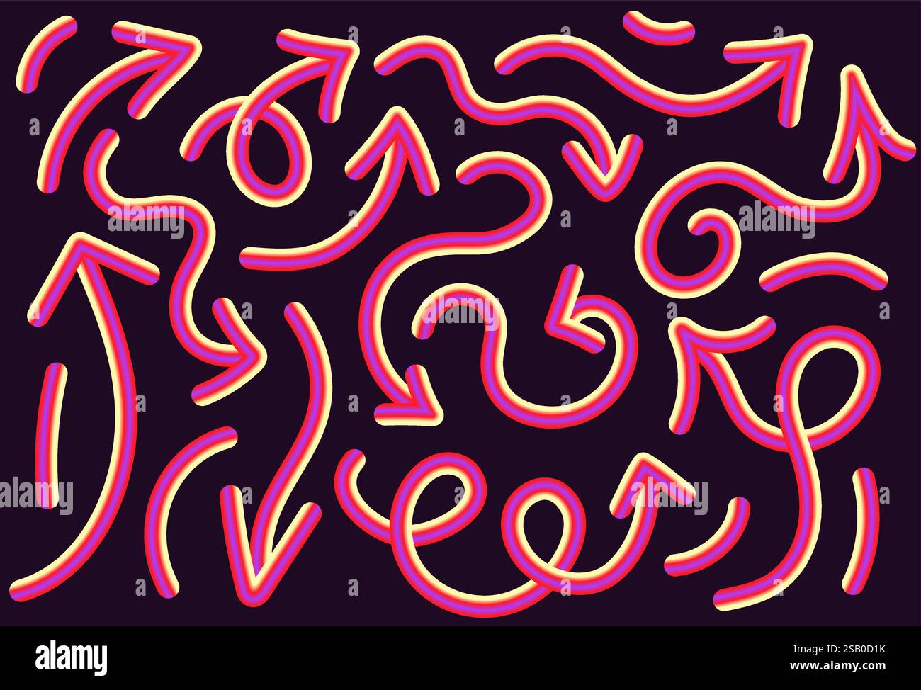 vibrant neon vector design featuring arrows in various shapes and ...