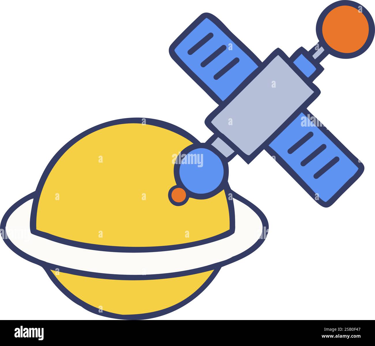 Satellite orbiting planet space illustration Stock Vector Image & Art ...