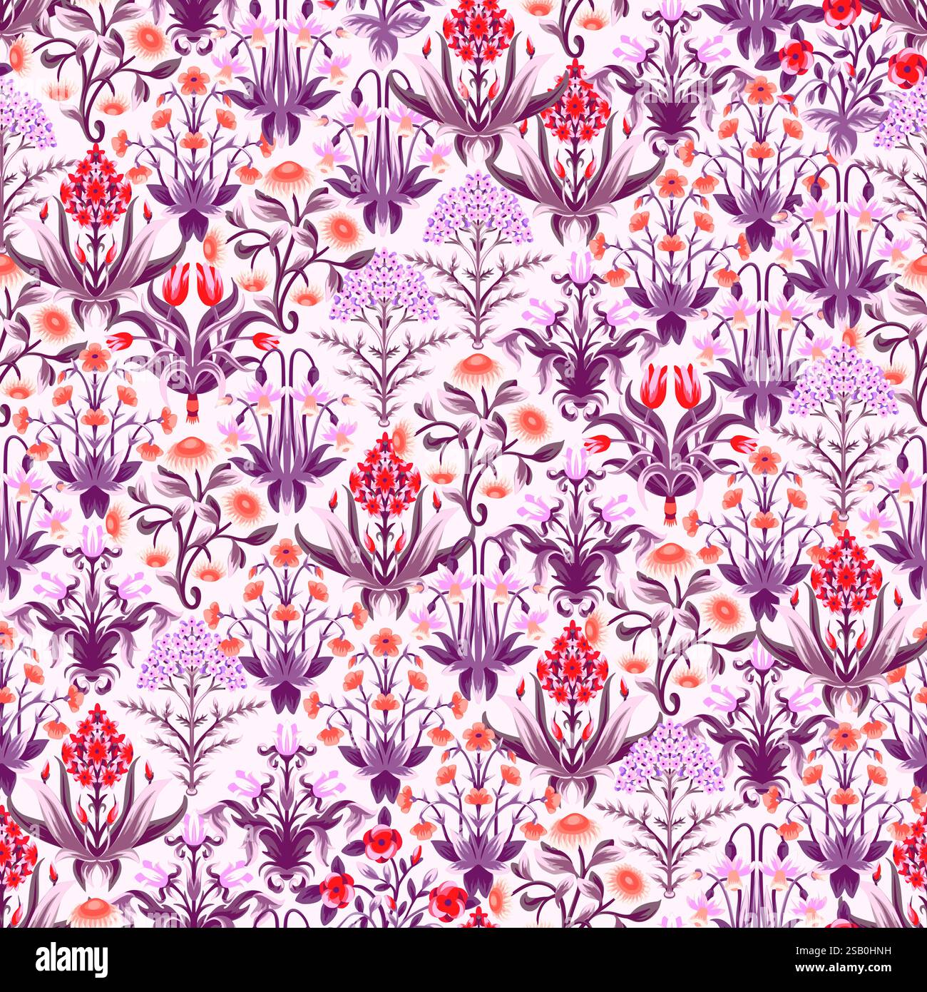 Ditsy seamless pattern with symmetrical flowers. Vector. Stock Vector