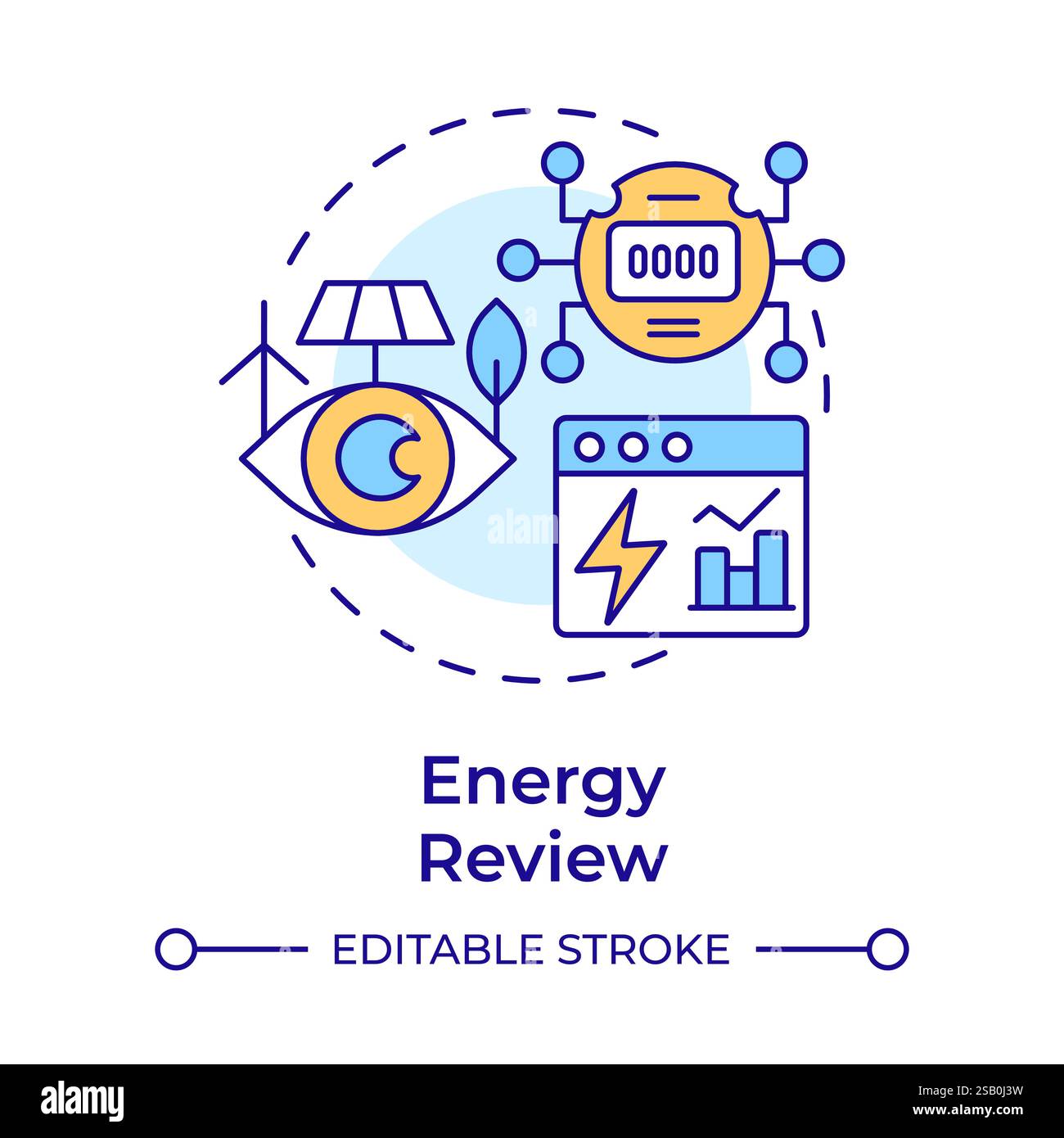 Energy review multi color concept icon Stock Vector