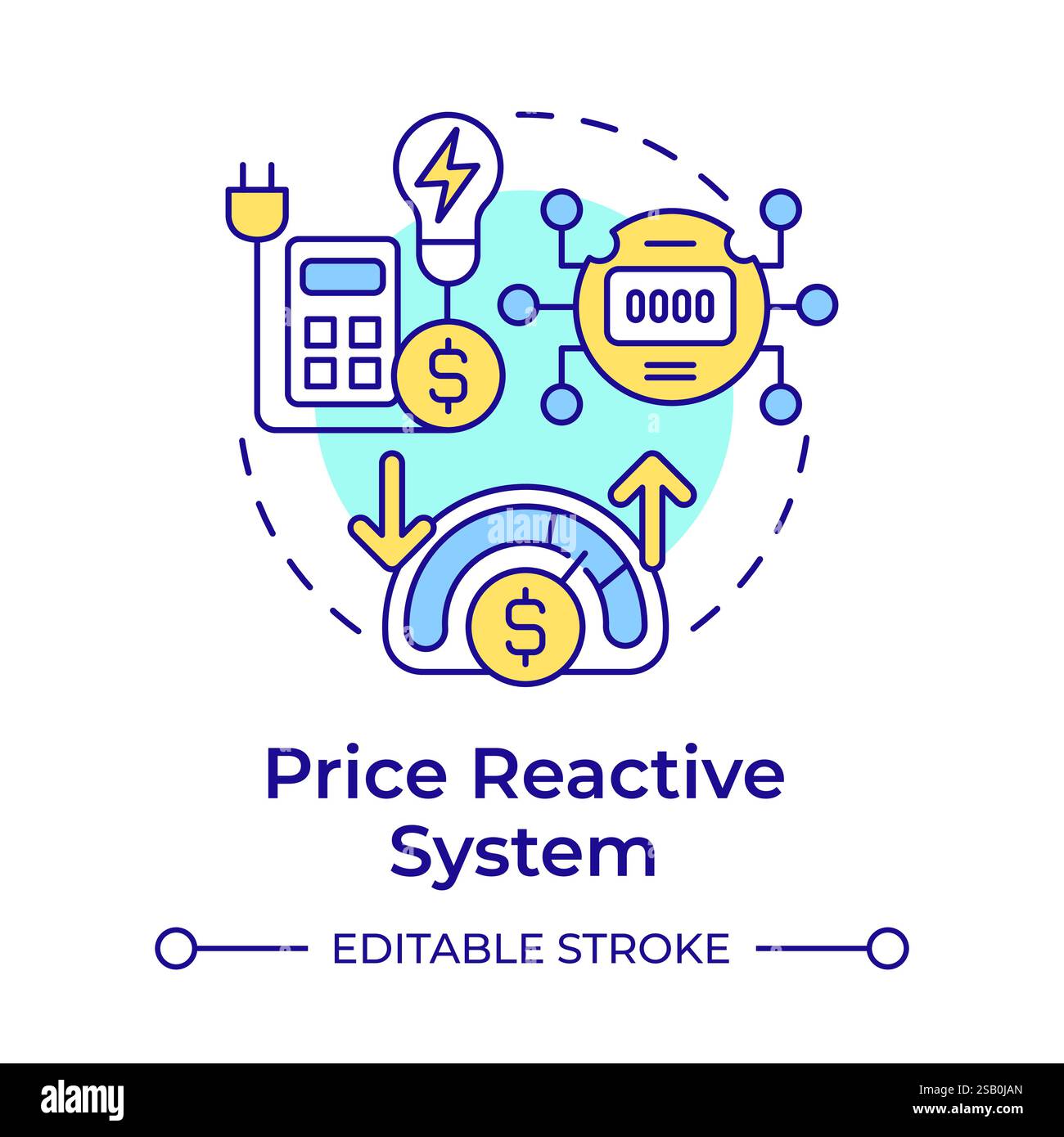 Price reactive system multi color concept icon Stock Vector