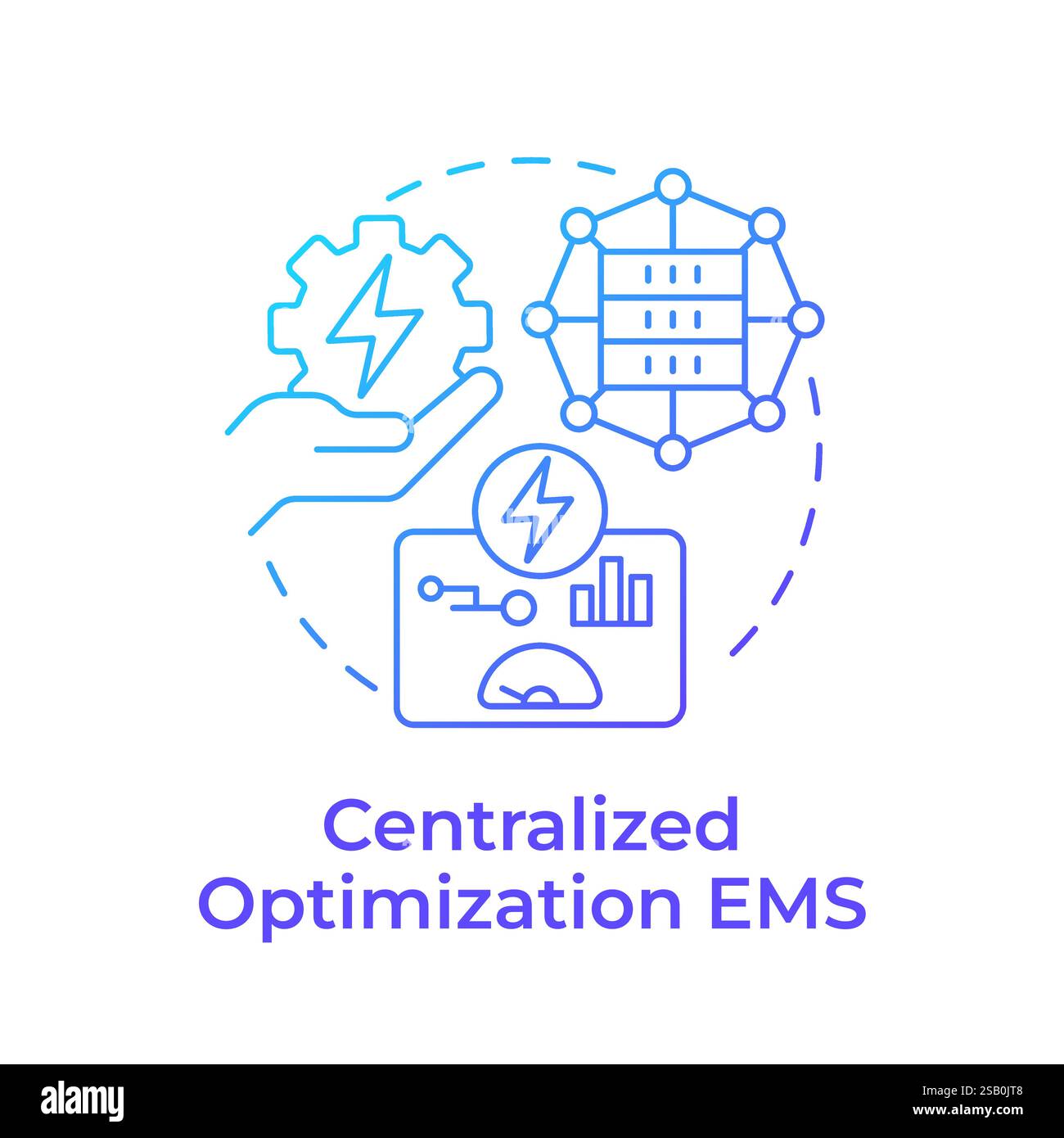 Centralized optimization EMS blue gradient concept icon Stock Vector