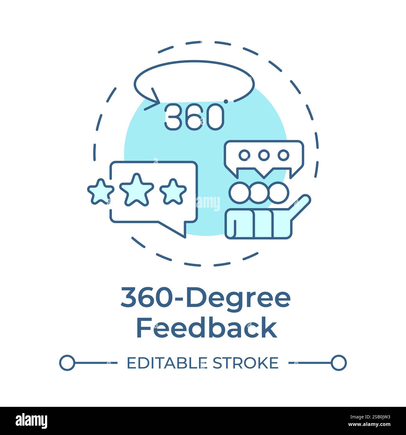 360 degree feedback soft blue concept icon Stock Vector
