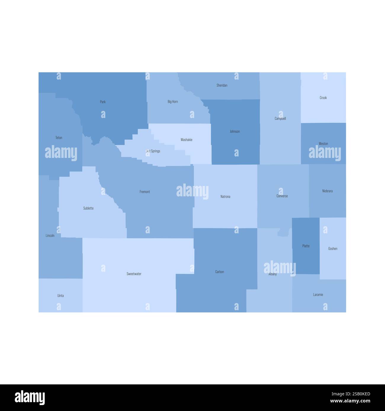 Wyoming WY Detailed Political Map Of US State Administrative Map Wyoming Wy Detailed Political Map Of Us State Administrative Map Divided Into Counties Blue Map With County Name Labels Vector Illustration 2SB0KED