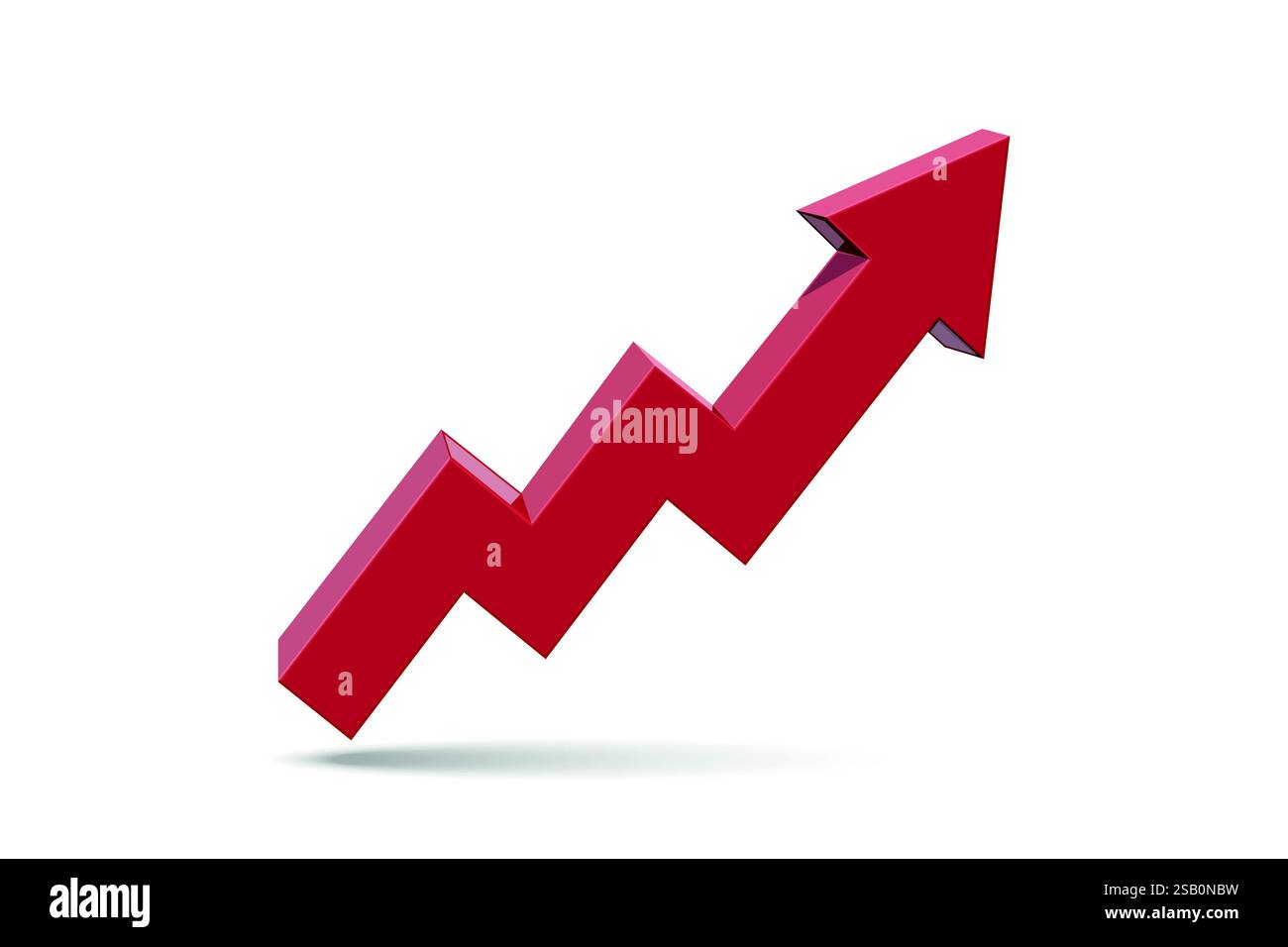 Bold red 3D arrow with zigzag design, pointing upward, symbolizing ...